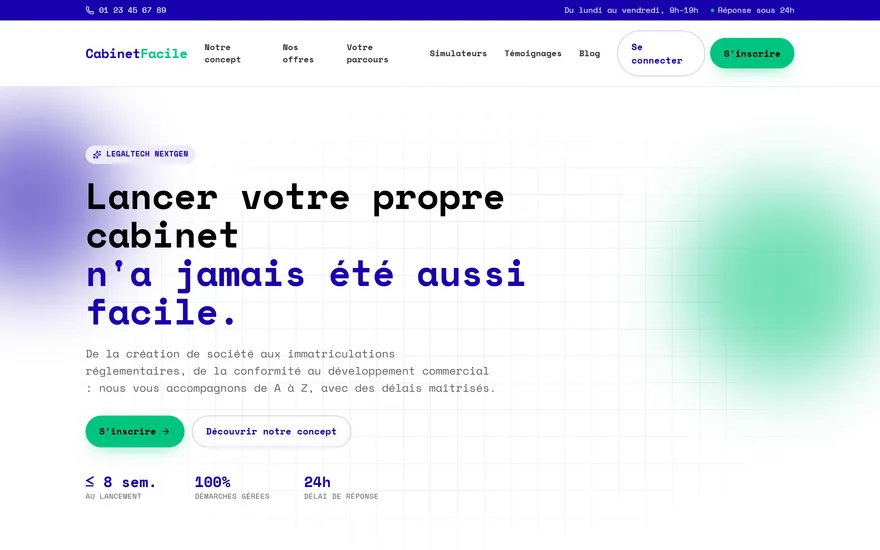 Page d'accueil du site CabinetFacile