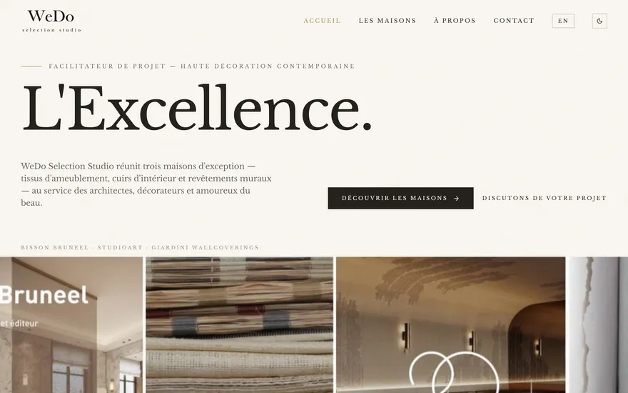 Page d'accueil du site WeDo Selection Studio